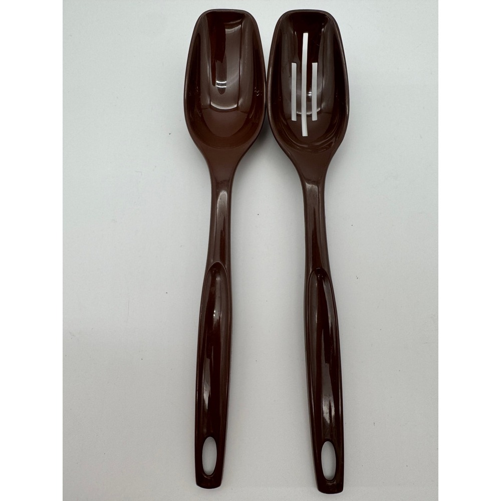 Foley Brown Melamine Salad Serving Spoon & Fork‎ Set Vintage Mid Century
